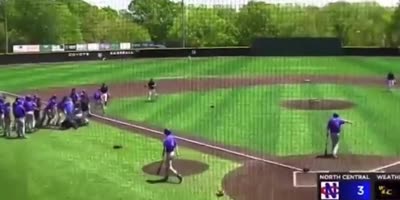 Texas college pitcher tackles a baserunner