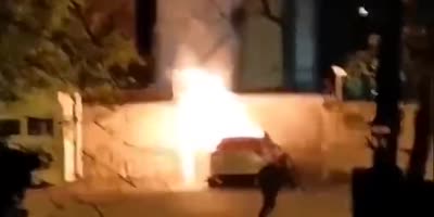A car crashed into the Russian Embassy building in Bucharest