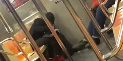 Two Junkies Doing Heroin On NY Subway Train