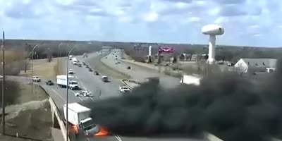 A truck explosion on a highway in Minnesota