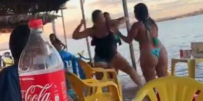 Woman Starts A Fight On Brazilian Beach