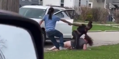 Woman Without Panties Gets Beat Up on Street, Buttcheeks Out!