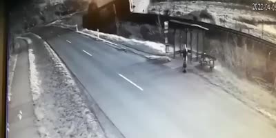 Small truck hit by small train in Hungary