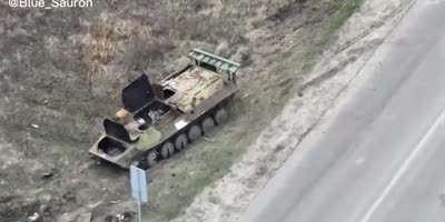 Drone captures Russian equipment destroyed on Ukrainian highway