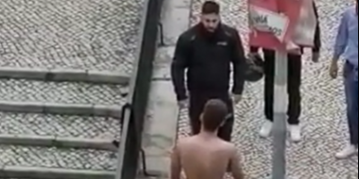 Portuguese police vs crazy guy.