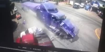 Speeding Truck Destroys 16 Cars In Mexico