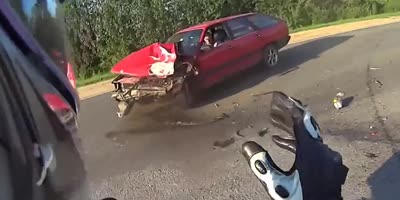 Classic: Russian bike destroys Audi in slow-mo