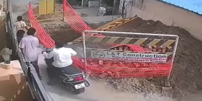 Indian Biker Falls Into The Pit