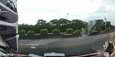 Truck Drags Dashcam Car In China