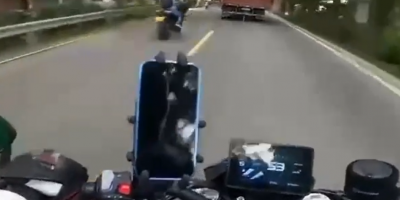 Speeding Biker Ricocets Off Truck Into Tree