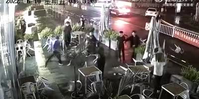 Chinese Cafeteria Visitors Fight With Chairs