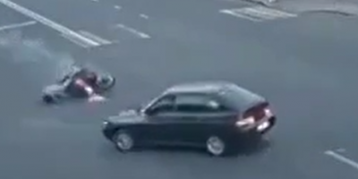 Deadly Slide Of Russian Biker Caught On CCTV