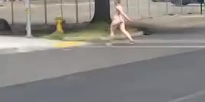 Naked Lady Smacks Elderly Woman Walking