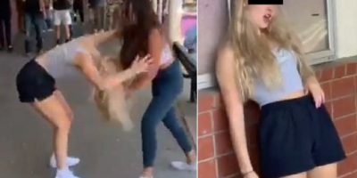 Girl fight full of roundhouse kicks, damn ouch!
