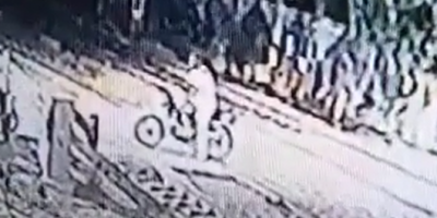 Moped Rider Get Stuck On Tracks Seconds Before The Train Comes
