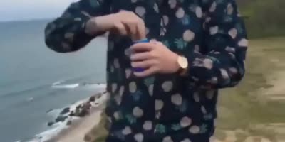 Drunk dude falls off a cliff.
