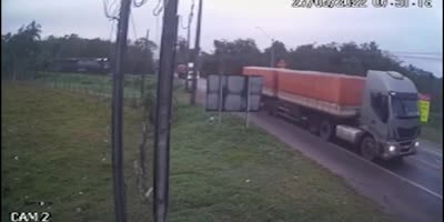 Semi Truck Destroyed By The Train In Brazil