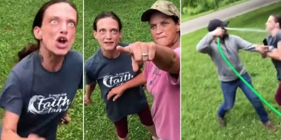 Fucking off crackheads with garden hose