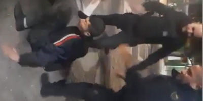 Civil guards  kicking a gentleman