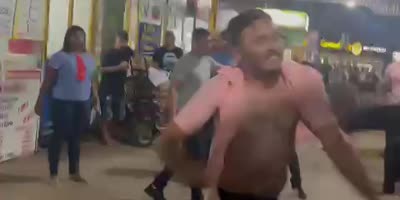 Fight Breaks Out At The Bus Station In Brazil