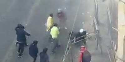Protesters Assault Officer In Ecuador