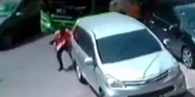 Bad Luck Man Pushed Under The Bus By Reversing Car In India