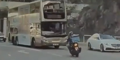 Hong Kong Biker Meets Bus Head On