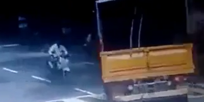 Biker Slams Into The Truck In India