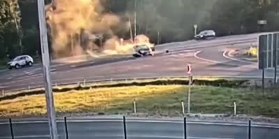 Fiery Moto Fatality On Russian Highway