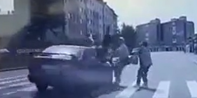 Woman Wrecked At Crosswalk In Russia