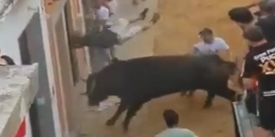 Man Feels The Pain During Running Of Bulls In Spain