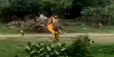 Protester Catches Fire, But Cops Save Him Quick In India