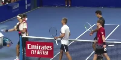 Tennis player hits umpire’s chair after losing the match