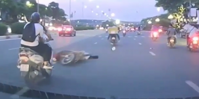 Long Dress Cause Motorcycle Accident In Vietnam