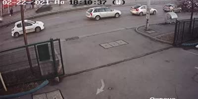 Pedestrian gets hit by a car in Bulgaria