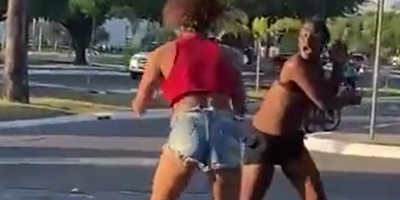 "Girls" Fight Outside The Motel After The Night Shift In Brazil