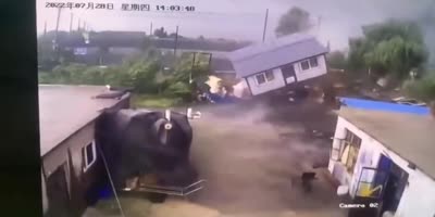 House Blown Away By A Hurricane In China.