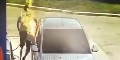 Bored Man Starts The Fire At The Gas Station