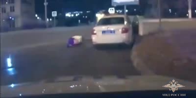 Cop Hit By Moped Rider In Russia