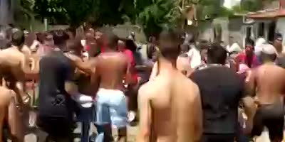 Mass Fight Of Soccer Fans In Brazil