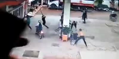 Vicious Gang Attack At The Gas Station In India