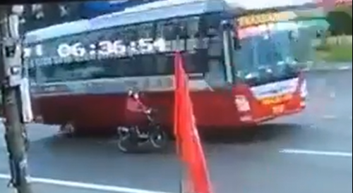 Female Rider Dropped By The Bus In Vietnam
