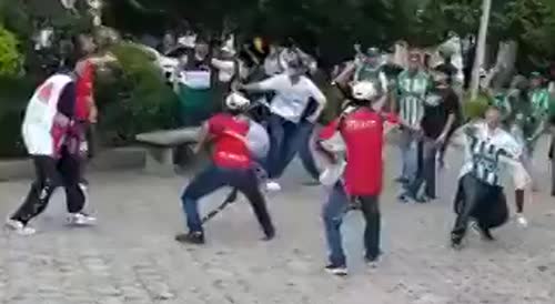 Soccer Fans Pull Out Machete InMedellín, Colombia