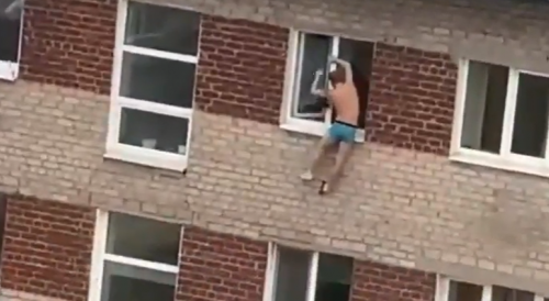 Drunk Man Feels The Gravity In Russia