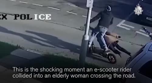 Moment sentenced e-scooter rider smashes into 77-year-old