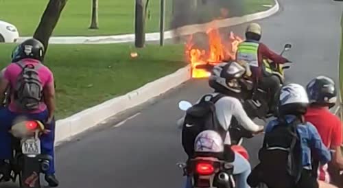 Biker Catches Fire, Good Samaritans Save Him Quick In Brazil