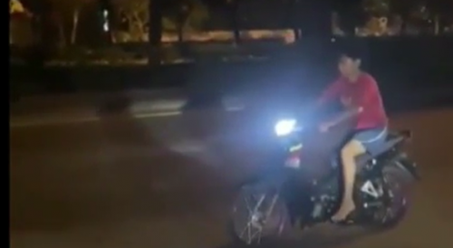 A moron on a moped