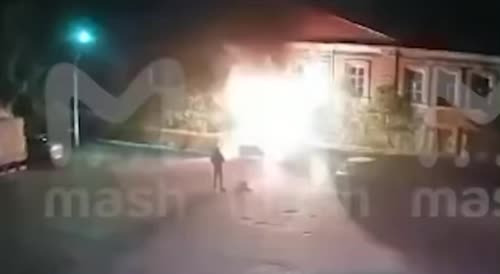 A man rammed into a military building and set it on fire