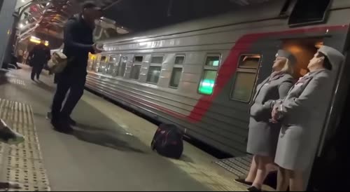 Drunken man at the railway station in Tambov