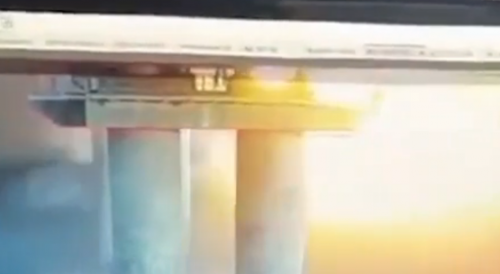 Mystery 'wave' is seen under Crimea bridge before explosion